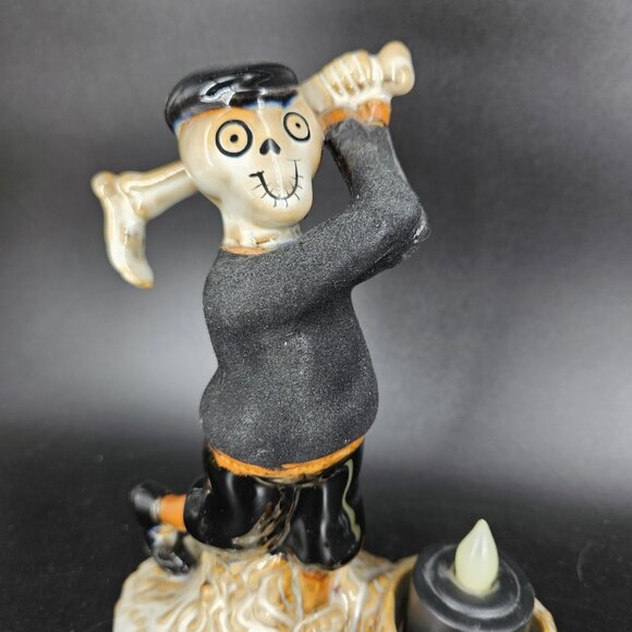 Yankee Candle Boney Bunch Golfer Tea Light Holder Halloween Skeleton Decor 2010 - Picture 5 of 16